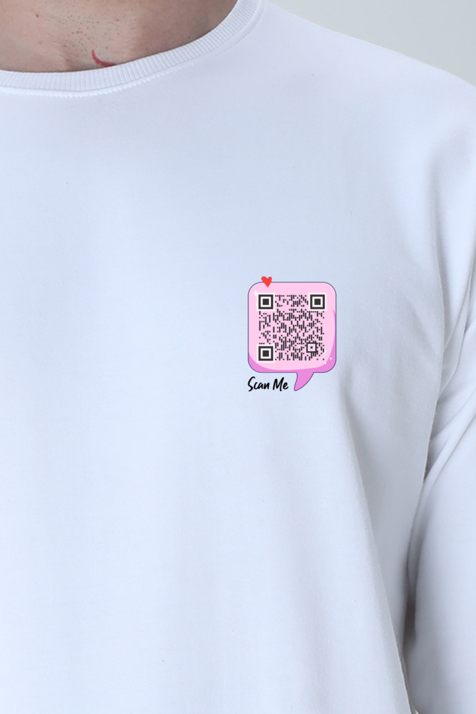 Customized QR Code Scannable Sweatshirt - Premium Ultra-Soft Sweatshirt - Pink Chatbox Scan Me - Back Print