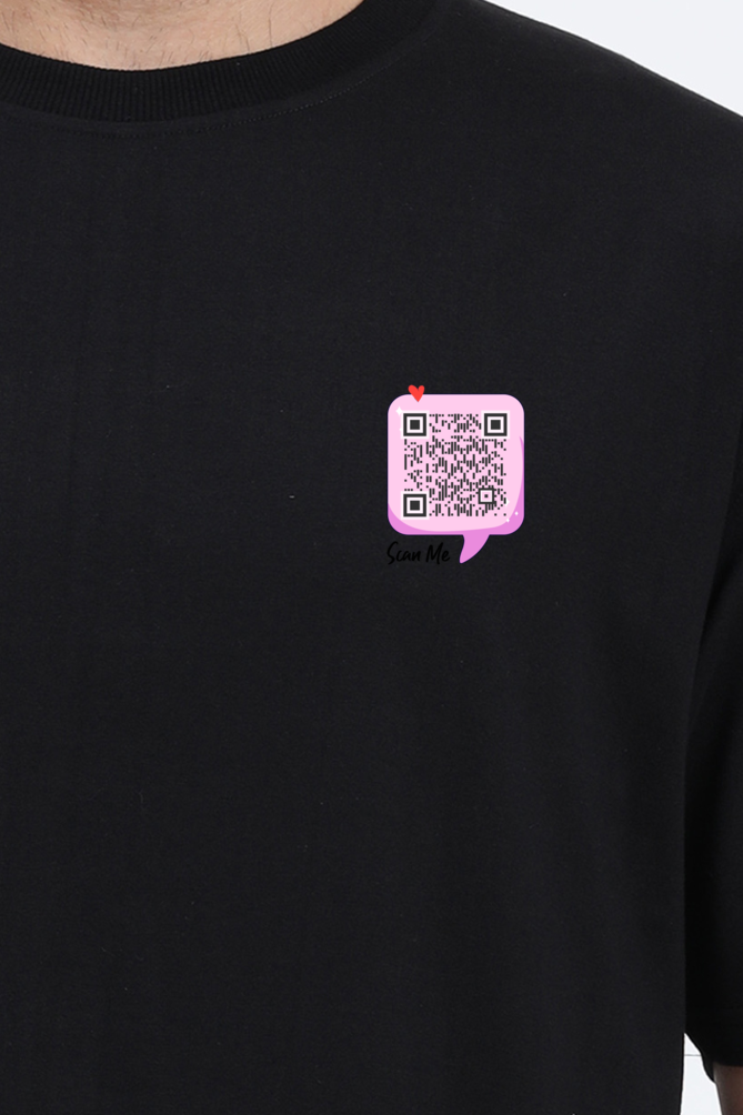 Customized QR Code Scannable Premium Oversized T-shirt - SomethingNew - Pink Chatbox Scan Me - Back Print