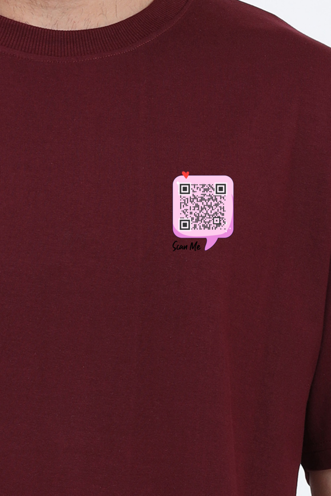 Customized QR Code Scannable Premium Oversized T-shirt - SomethingNew - Pink Chatbox Scan Me - Back Print