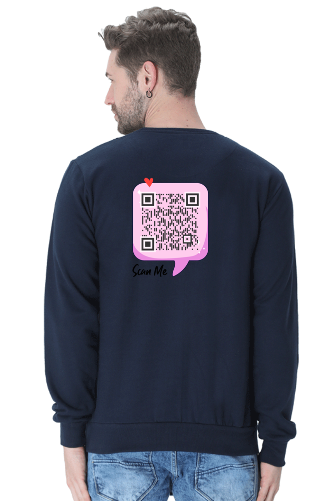Customized QR Code Scannable Sweatshirt - Premium Ultra-Soft Sweatshirt - Pink Chatbox Scan Me - Back Print
