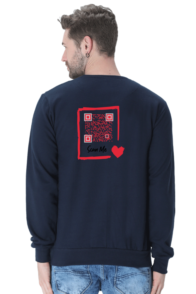 Customized QR Code Scannable Sweatshirt - Premium Ultra-Soft Sweatshirt - Red Rectangle Scan Me - Back Print