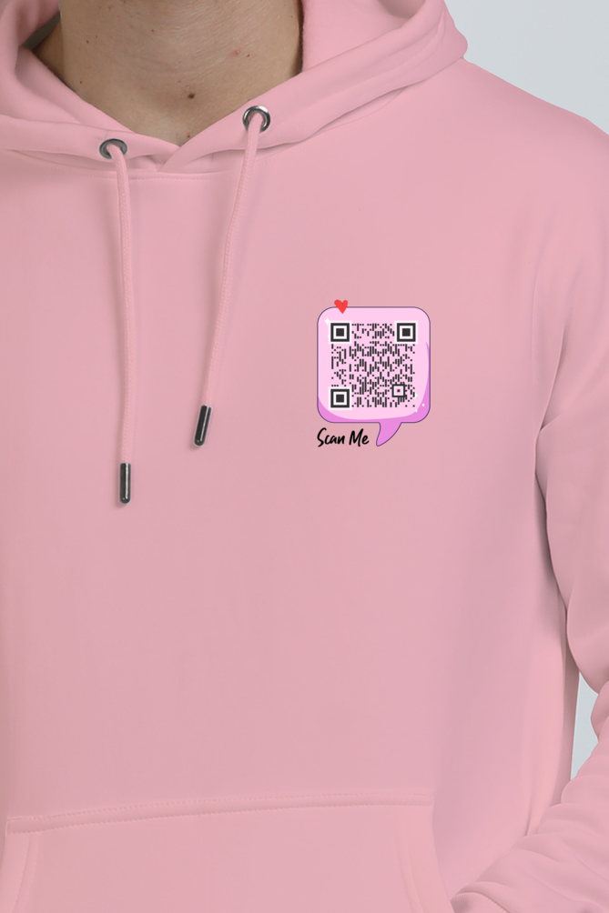 Customized QR Code Scannable Hoodie - Premium Heavyweight Ultra-Soft Oversized Drop Shoulder Hoodie - Pink Chatbox Scan Me - Back Print