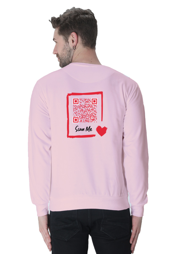 Customized QR Code Scannable Sweatshirt - Premium Ultra-Soft Sweatshirt - Red Rectangle Scan Me - Back Print